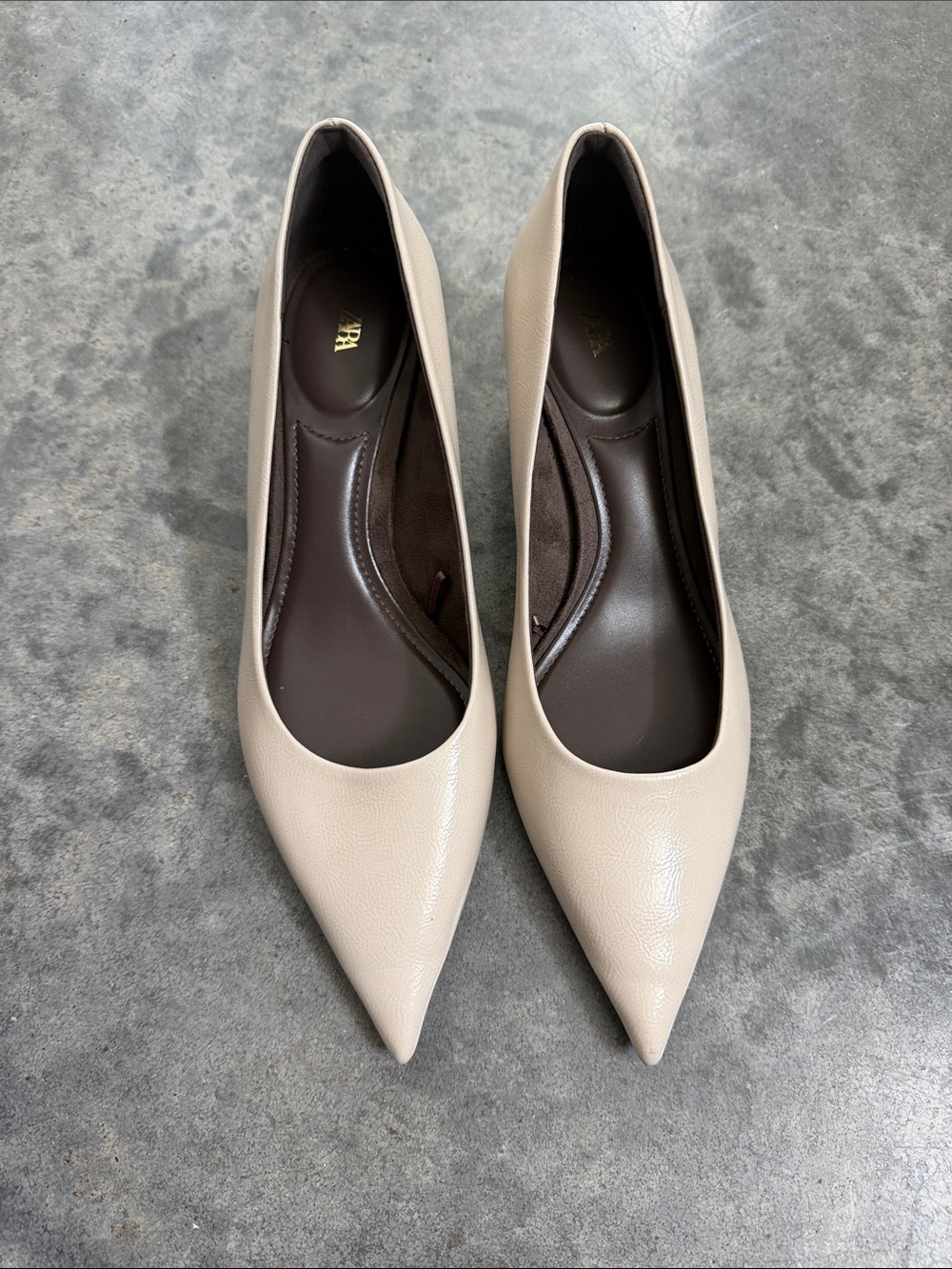 Zara Pointed-Toe Pumps in Beige